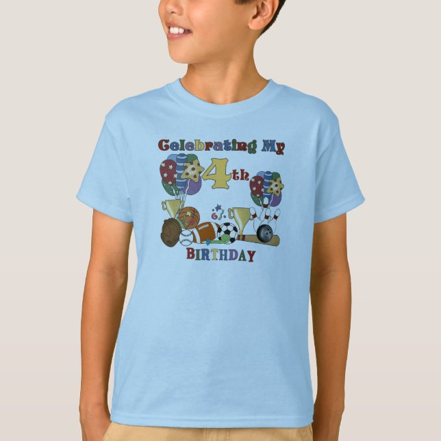 Louco para o Esporte 4.º aniversário T-shirts e pr (Frente)