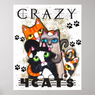 Louco para o impressão da arte dos gatos