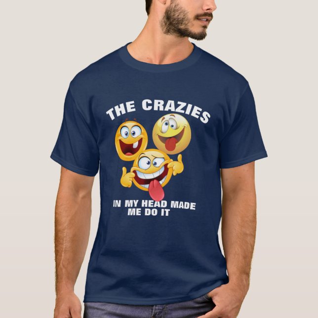 Loucura Na Minha Cabeça - Camisa Emoji Engraçada (Frente)