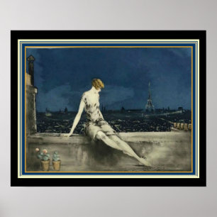 Louis Icart "balcão no impressão 16x20 de Paris"