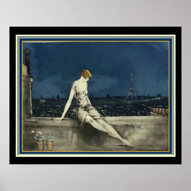 Louis Icart "Balcony in Paris" Deco Impressão 16x2 (Frente)