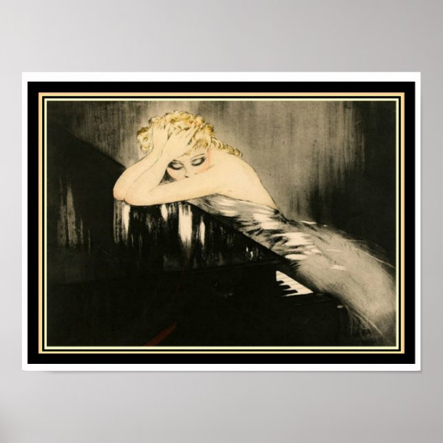 Louis Icart "Blonde at Piano" 12 x 16 Poster (Frente)