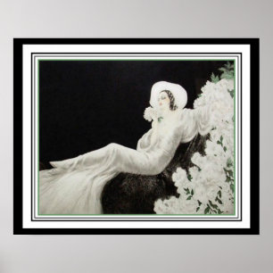 Louis Icart "White Flowers" Art Impressão 16x20