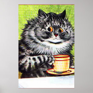 LOUIS WAIN COFFEE CAT GRANDE POSTER