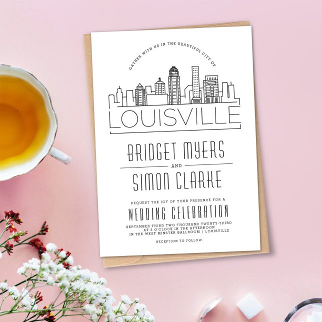 Louisville Wedding | Convite Skyline Estilizado (Criador carregado)