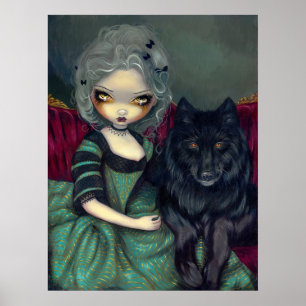 Loup-Garou: Impressão rococo gótico do lobo pret