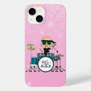 Loura Drummer Girl com estrelas a rosa