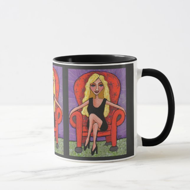 Louro Sassy & cadeira vermelha - caneca (Direita)