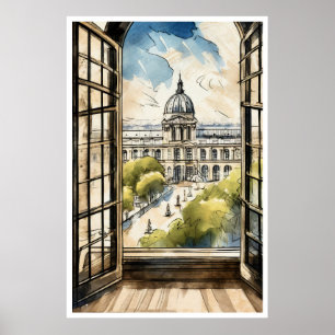 Louvre através de um Poster de janela