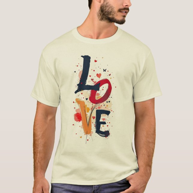 LOVE Abstract Paint Typography T-Shirt – Artistic  (Frente)