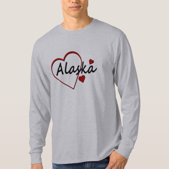 Love Alaska Hearts Mens Long Sleeve T-shirt (Frente)