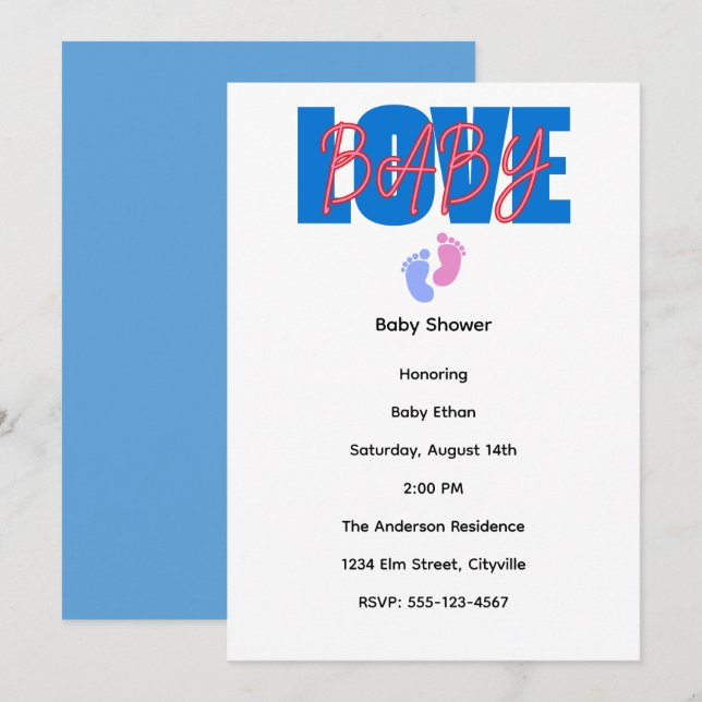 Love Baby Shower Invitation (Frente/Verso)