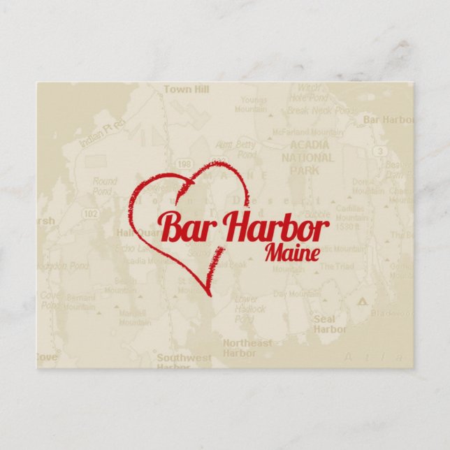 Love Bar Harbor, cartão postal ME (Frente)
