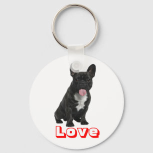 Love Black French Buldogue Puppy Dog Chaveiro