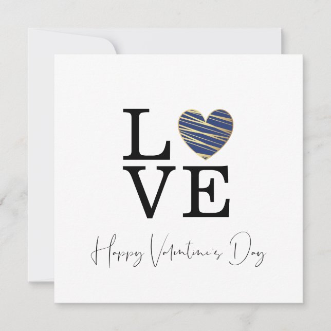 Love Dark Blue Heart Happy Valentine's Day Script (Frente)