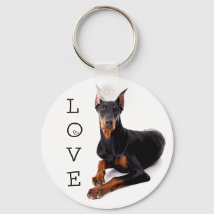 Love Doberman Pinscher Puppy Dog Chaveiro
