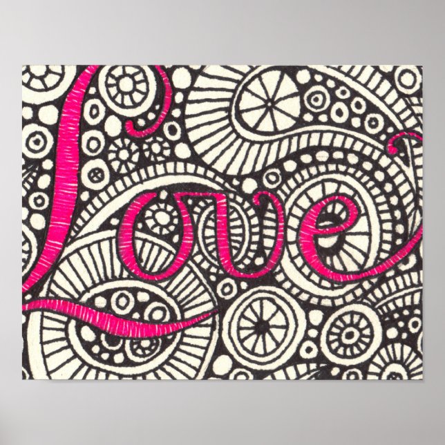 Love Doodle Art Impressão (Frente)