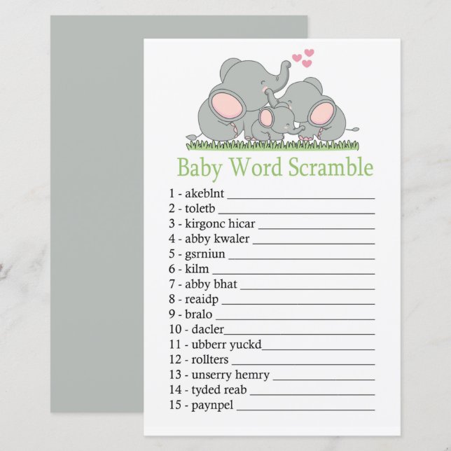 Love Elephants Baby word scraps (Frente/Verso)