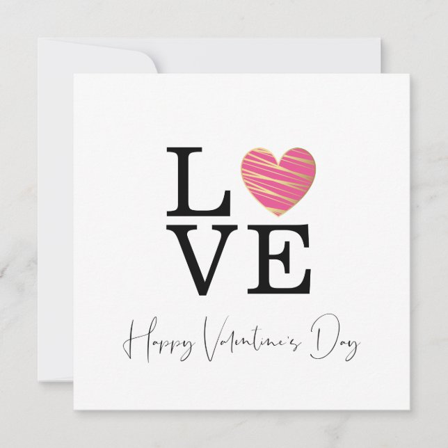 Love Fuchsia Heart Happy Valentine's Day Script (Frente)