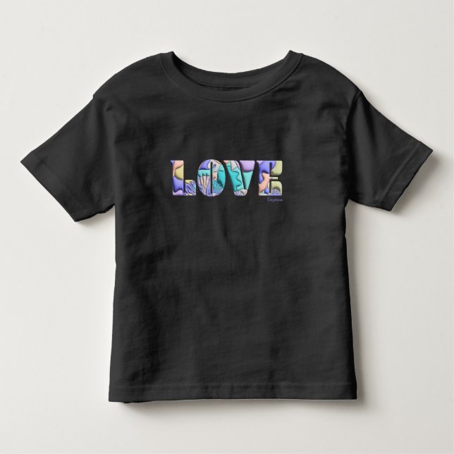 LOVE Gráfico moderno 3D exclusivo, T-Shirt Preto L (Frente)