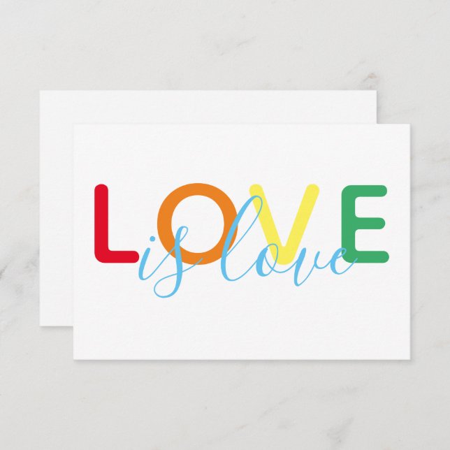 Love is Love Rainbow Gay Wedding RSVP (Frente/Verso)