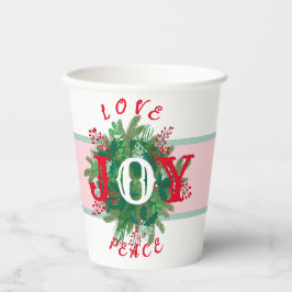 Love JOY Peace Holiday elegante wreath green red