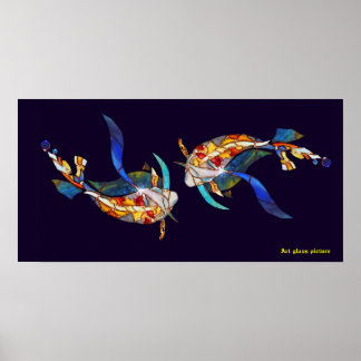 Love Kissing Koi fish Posters de casamento horizon