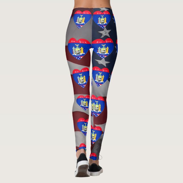 Love New York Patriotic Flag Fun Leggings (Verso)