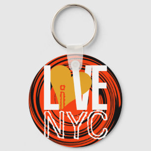 Love NYC Live In NYC Chaveiro Orange