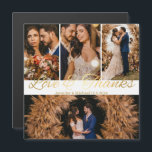 Love & obrigado gold 4 fotos colagem imã de casame<br><div class="desc">caligrafia de ouro e obrigados elegante quatro fotos,  colagem magneta de casamento</div>