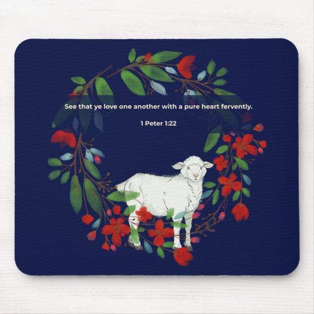 Love One Another | Lamb & Floral Mousepad (Frente)