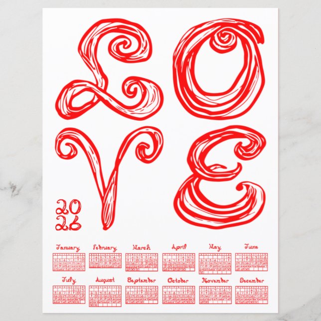 LOVE Philly Art Inspired Fabric Font 2026 Calendar (Frente)
