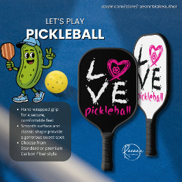"Love Pickleball" Paddle de Pickleball com Design