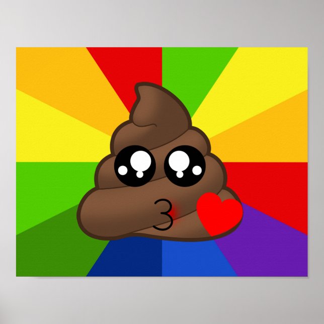 Love Poop Emoji Rainbow Burst Poster (Frente)