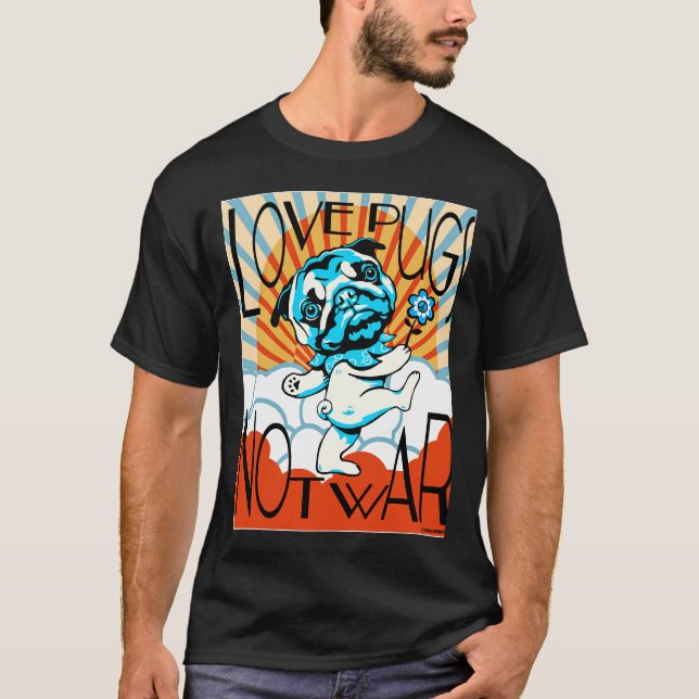LOVE PUGS NOT WAR Classic T-Shirt 749 (Frente)