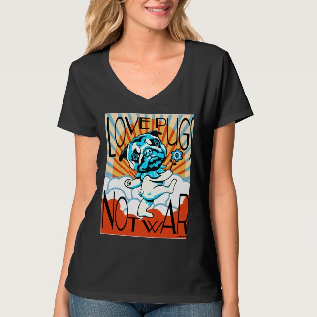 LOVE PUGS NOT WAR Classic T-Shirt 749 (Frente)