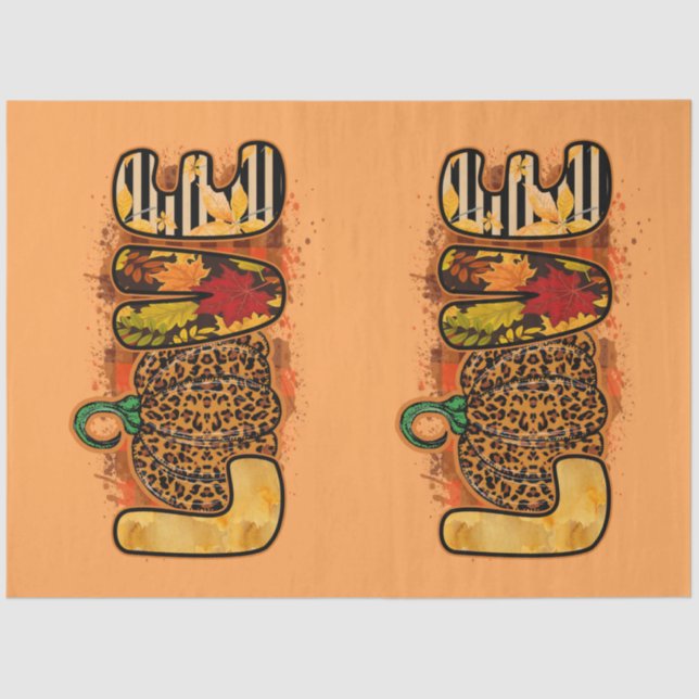 Love Pumpkin Autumn Personalizar Papel Tecido Colo (Frente )