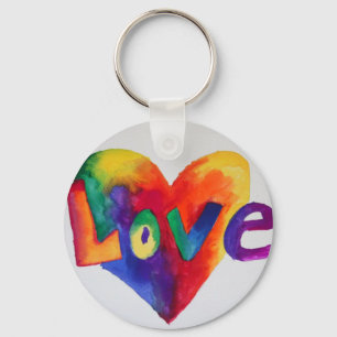 Love Rainbow Heart Art Pintura Chaveiro