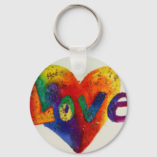 Love Rainbow Heart Art Pintura Chaveiro