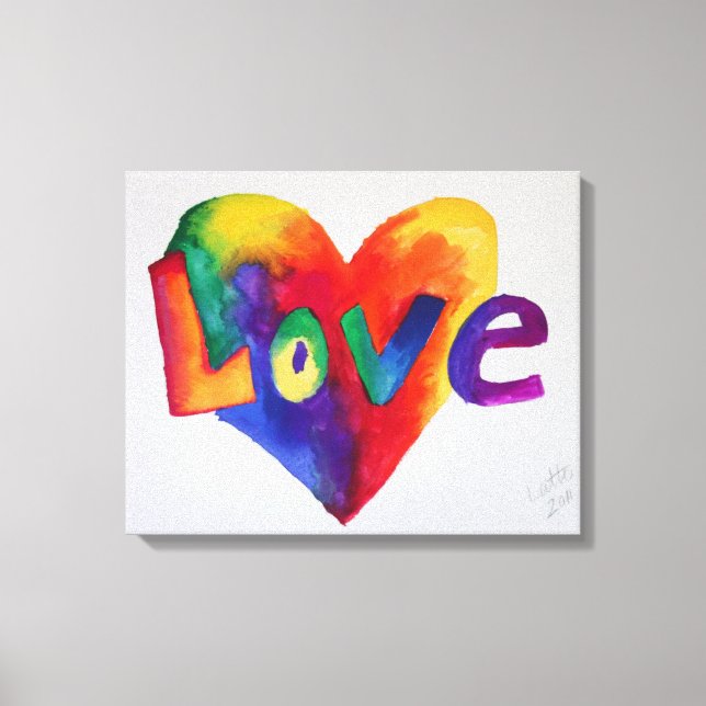 Love Rainbow Heart Painting Canvas Print (Frente)