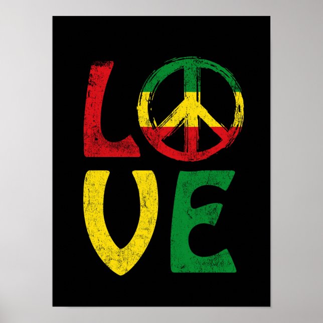 Love reggae símbolo de paz reggae Poster (Frente)