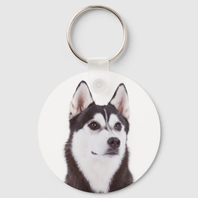 Love Siberian Husky Puppy Dog Portrata Chaveiro (Frente)