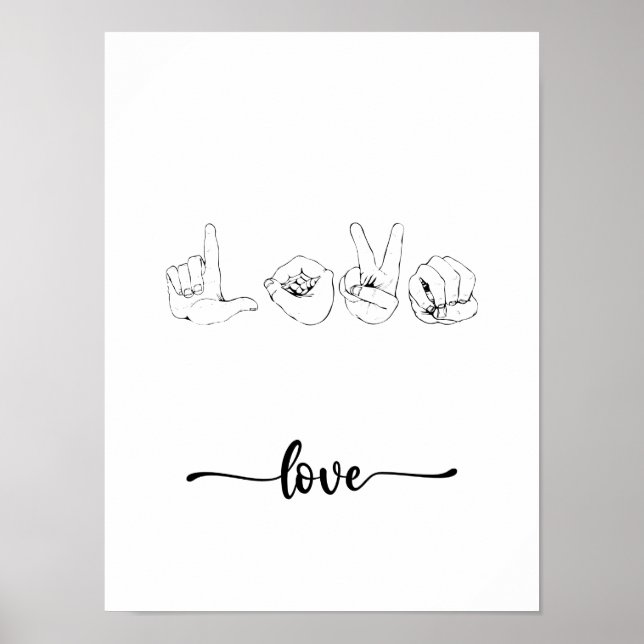 Love Sinal Language Line Art Poster (Frente)