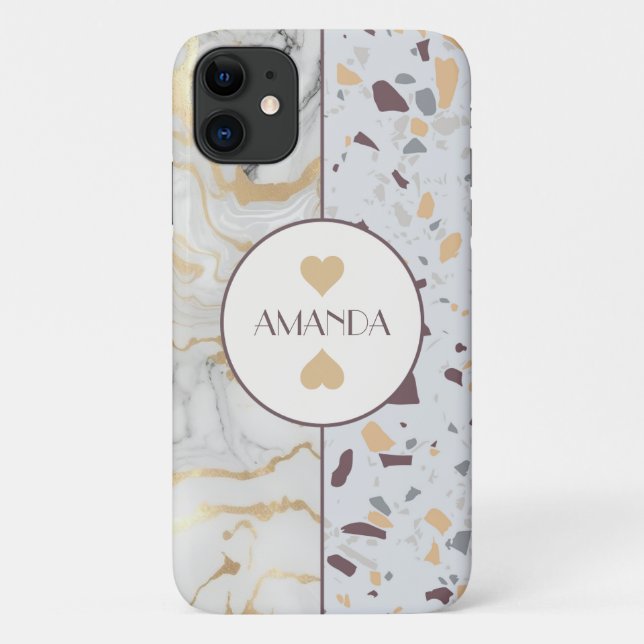 Love Terrazzo Marble capas de iphone nome (Verso)