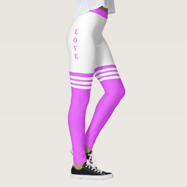 Love Text Heart Purple White Leggings Your Colors (Direita)