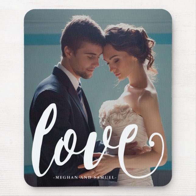 Love Typografia Photo and Name Mousepad (Frente)