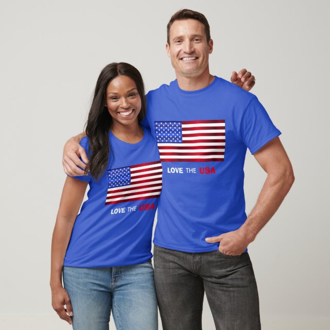 Love USA/Red White Flag T-Shirt (Unissex)
