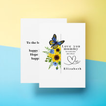 Love You Mummy Personalized Floral Flat Card