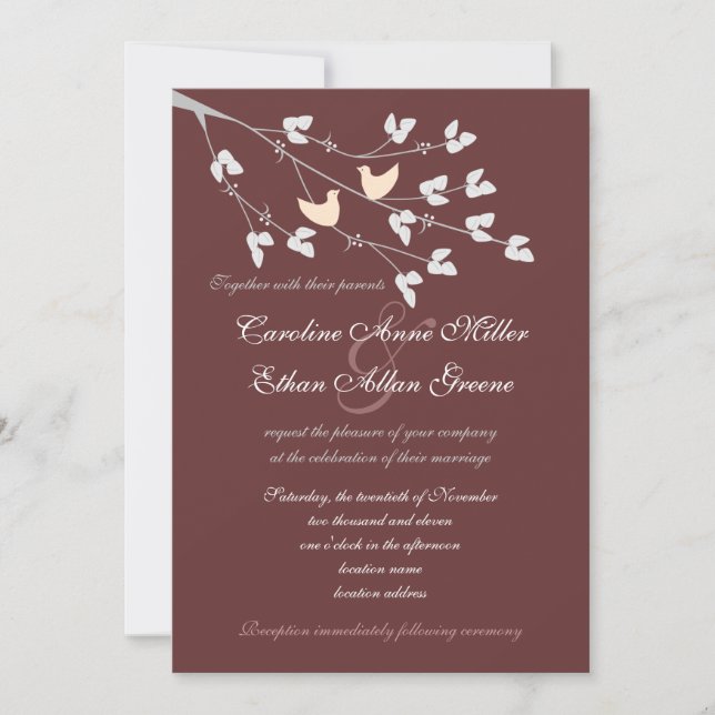 Lovebirds que Wedding o convite (Frente)