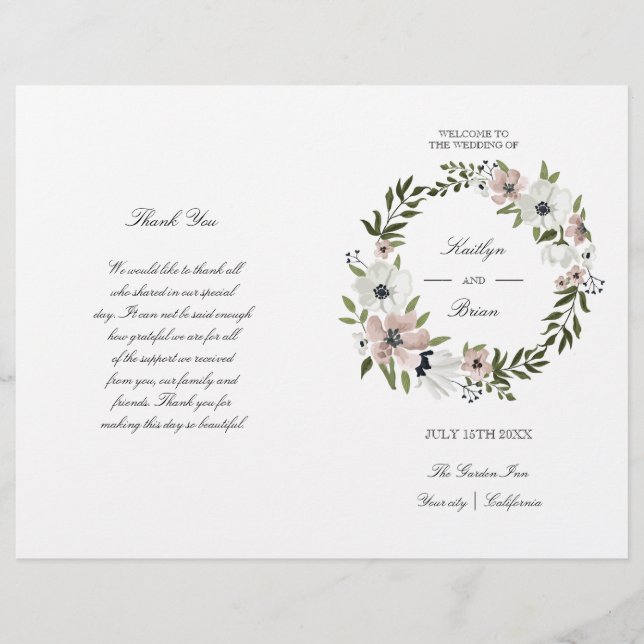 Lovely Floral - programa de casamento (Frente)
